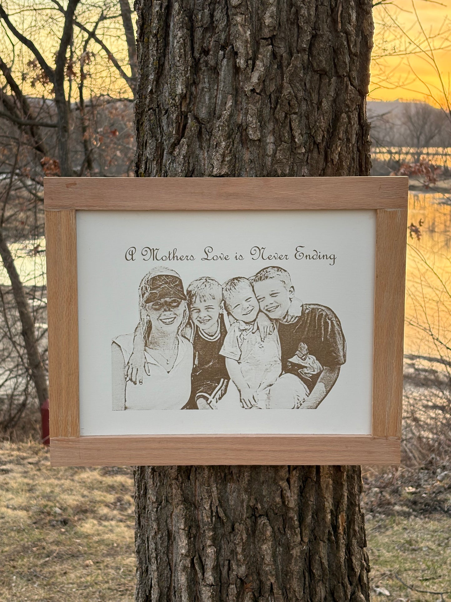 Framed Engraved Wood Picture
