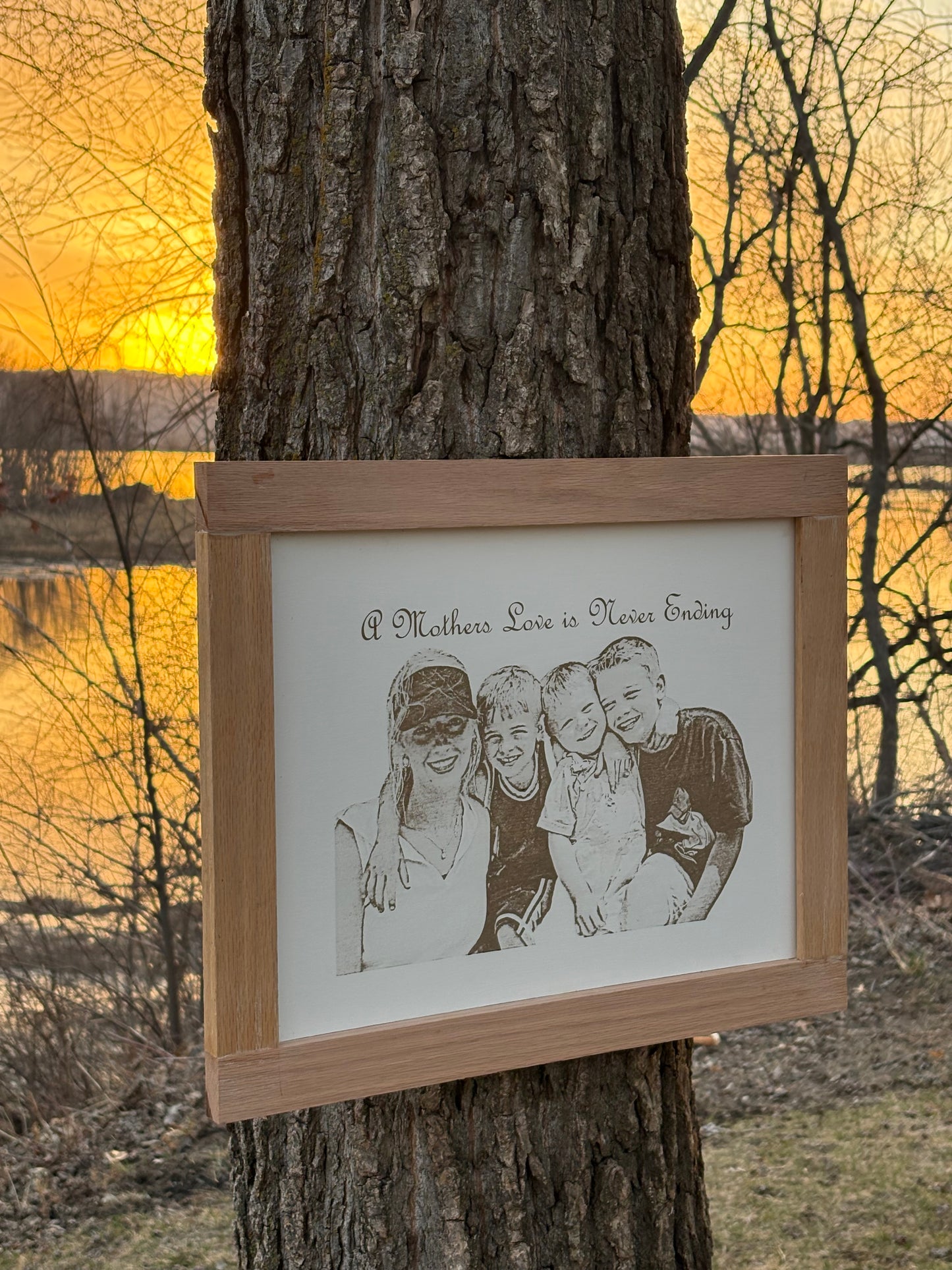 Framed Engraved Wood Picture