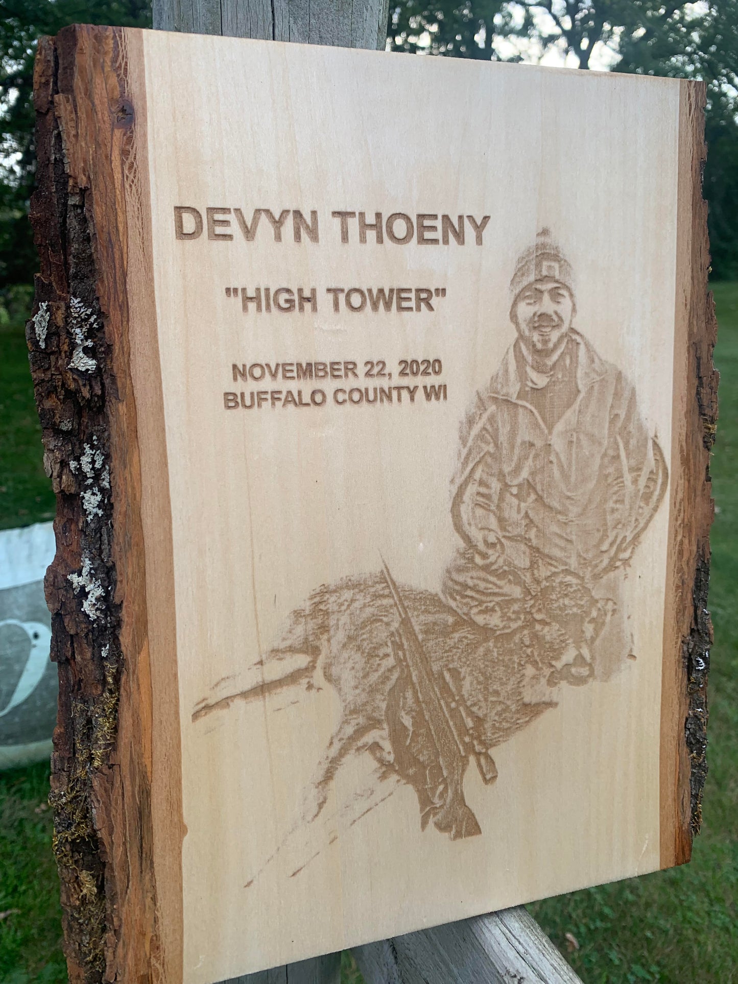 Custom Engraved Deer Hunting Wood Picture