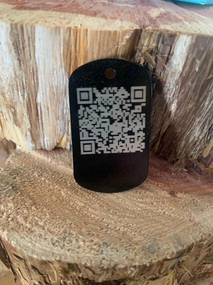 Engraved etched QR Dog Tag video Necklace - Timber Engravings