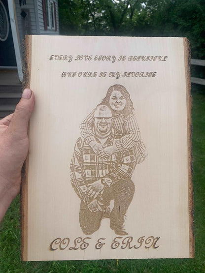 Custom personalized laser engraved anniversary wedding engagement photo 