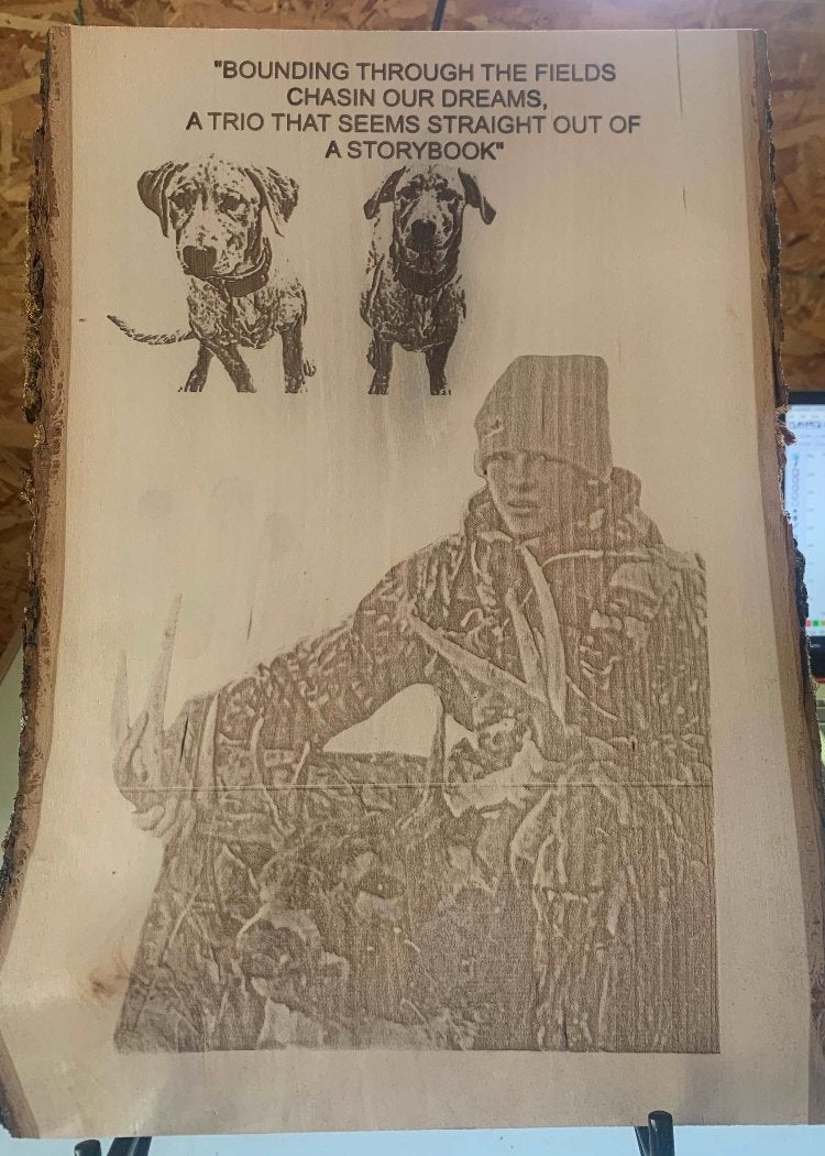 Laser engraved custom engraved deer hunting Rustic live edge taxidermy award plaque 