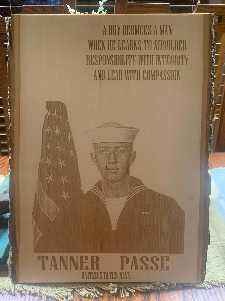 United states navy military laser engraved etched carved wood plaque picture