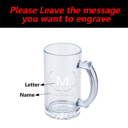 Personalized Engraved Etched Glass Beer Mug