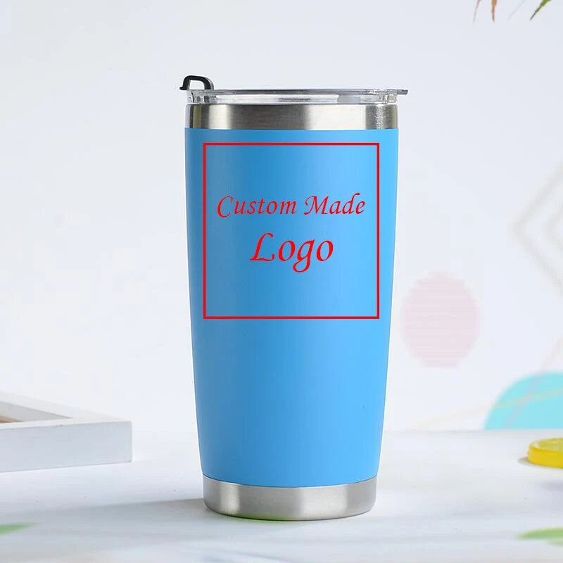 personalized laser engraved tumbler blue custom logo